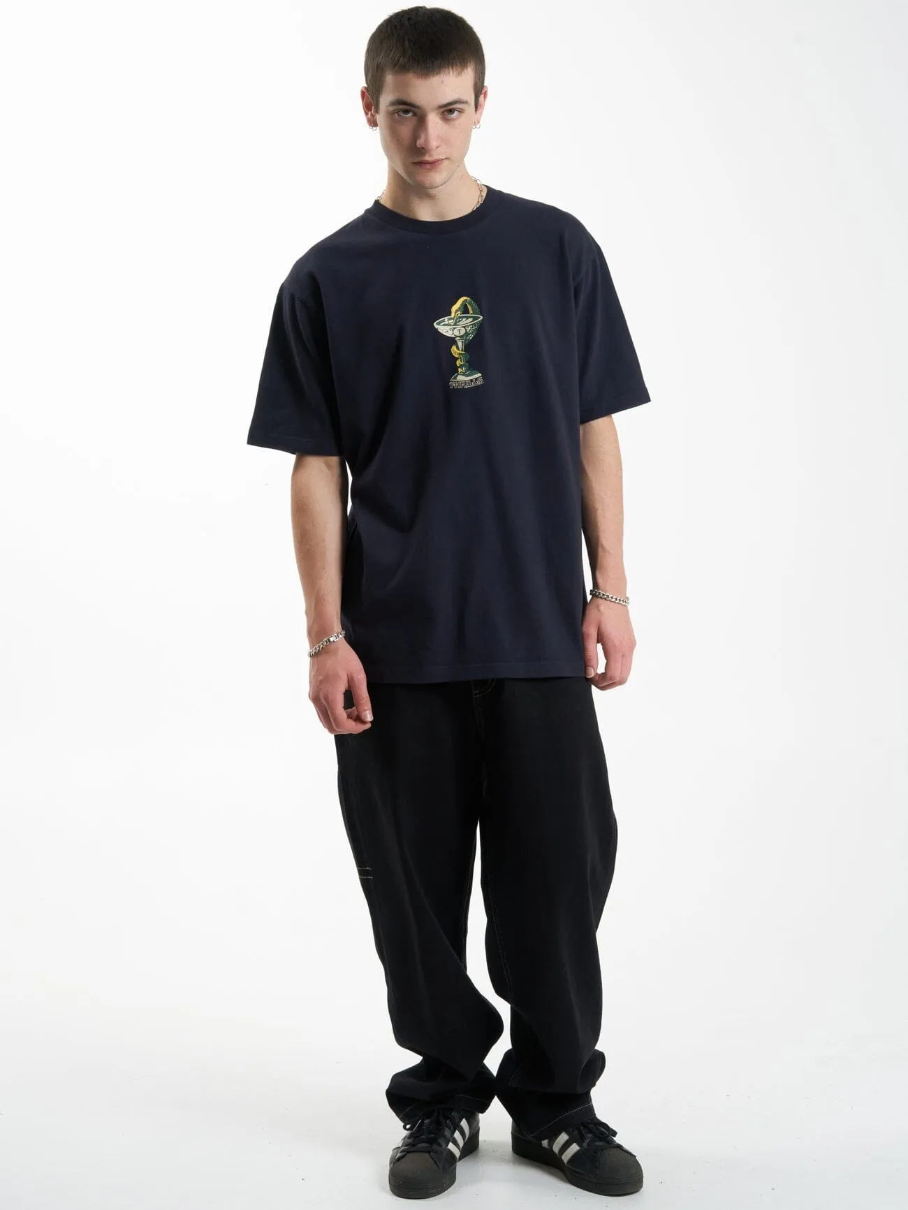 Thou Shall Not Oversize Fit Tee - Midnight Blue