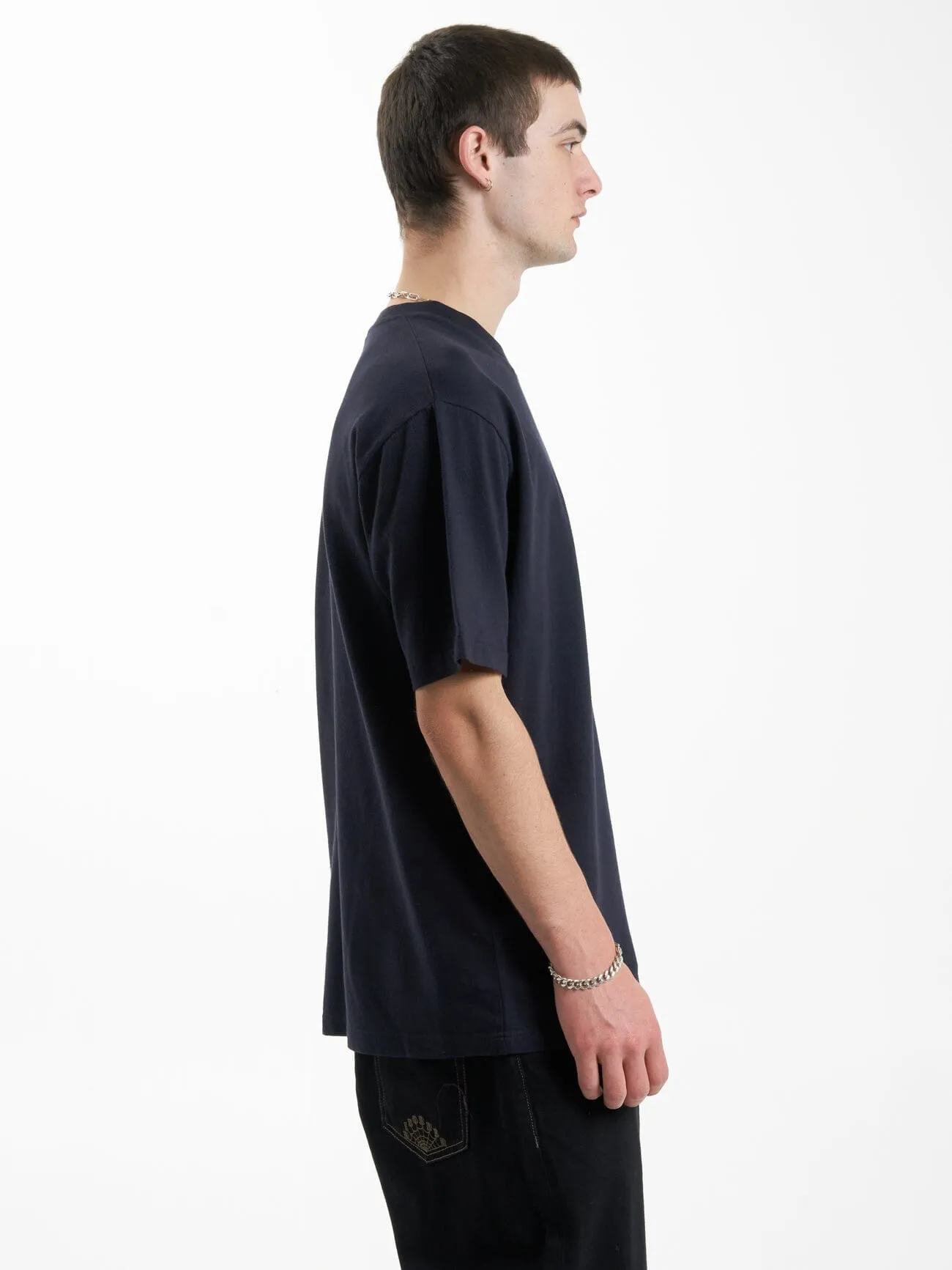 Thou Shall Not Oversize Fit Tee - Midnight Blue