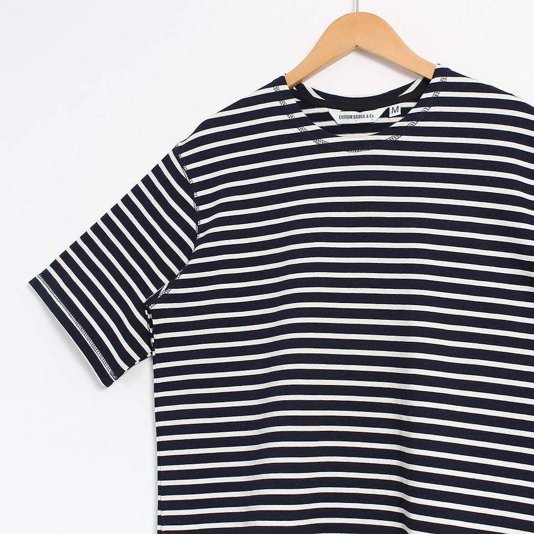 Uniform Bridge Stripe U Neck Half T-shirt