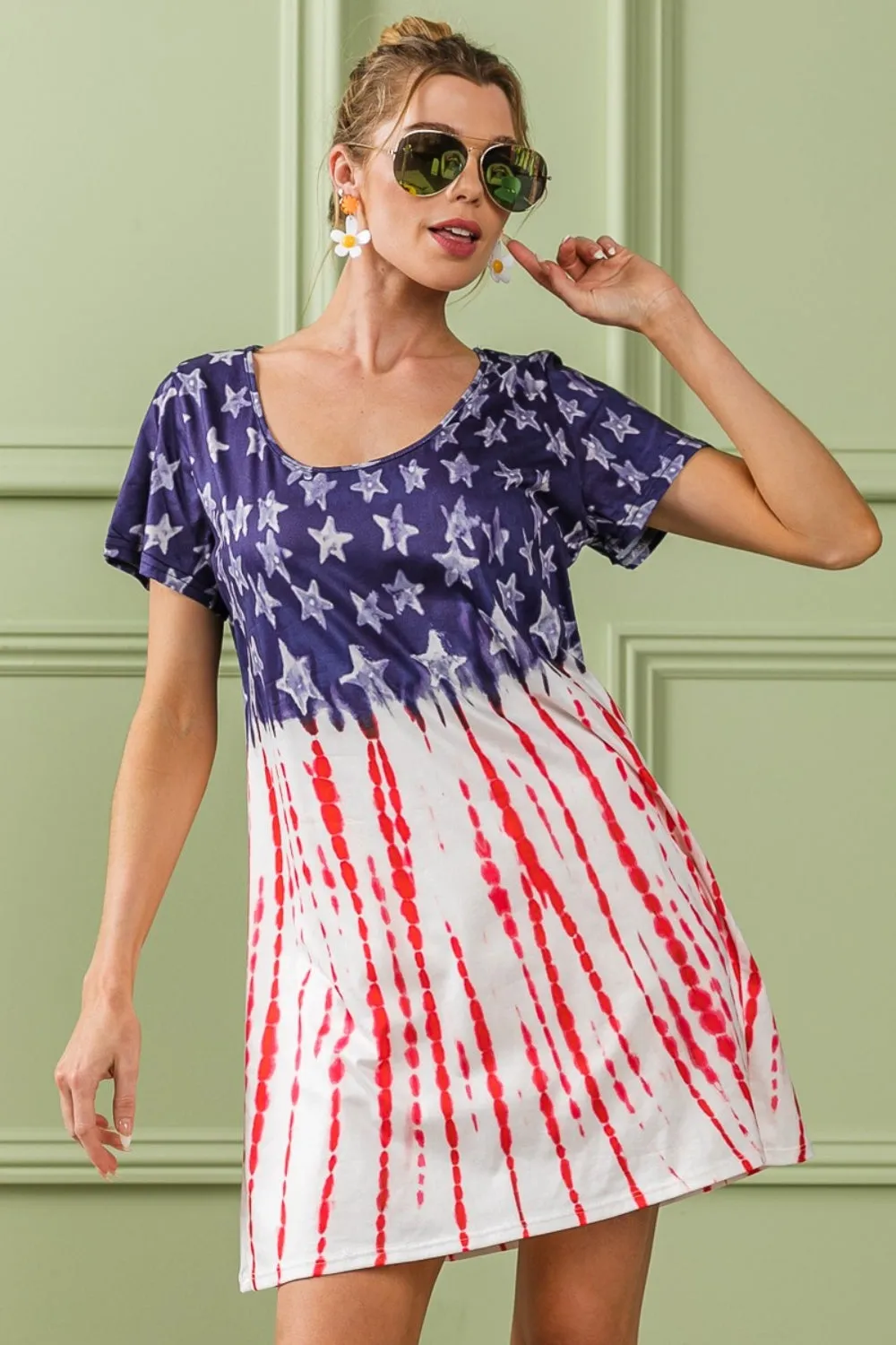 Women's BiBi American Flag Theme Tee Dress