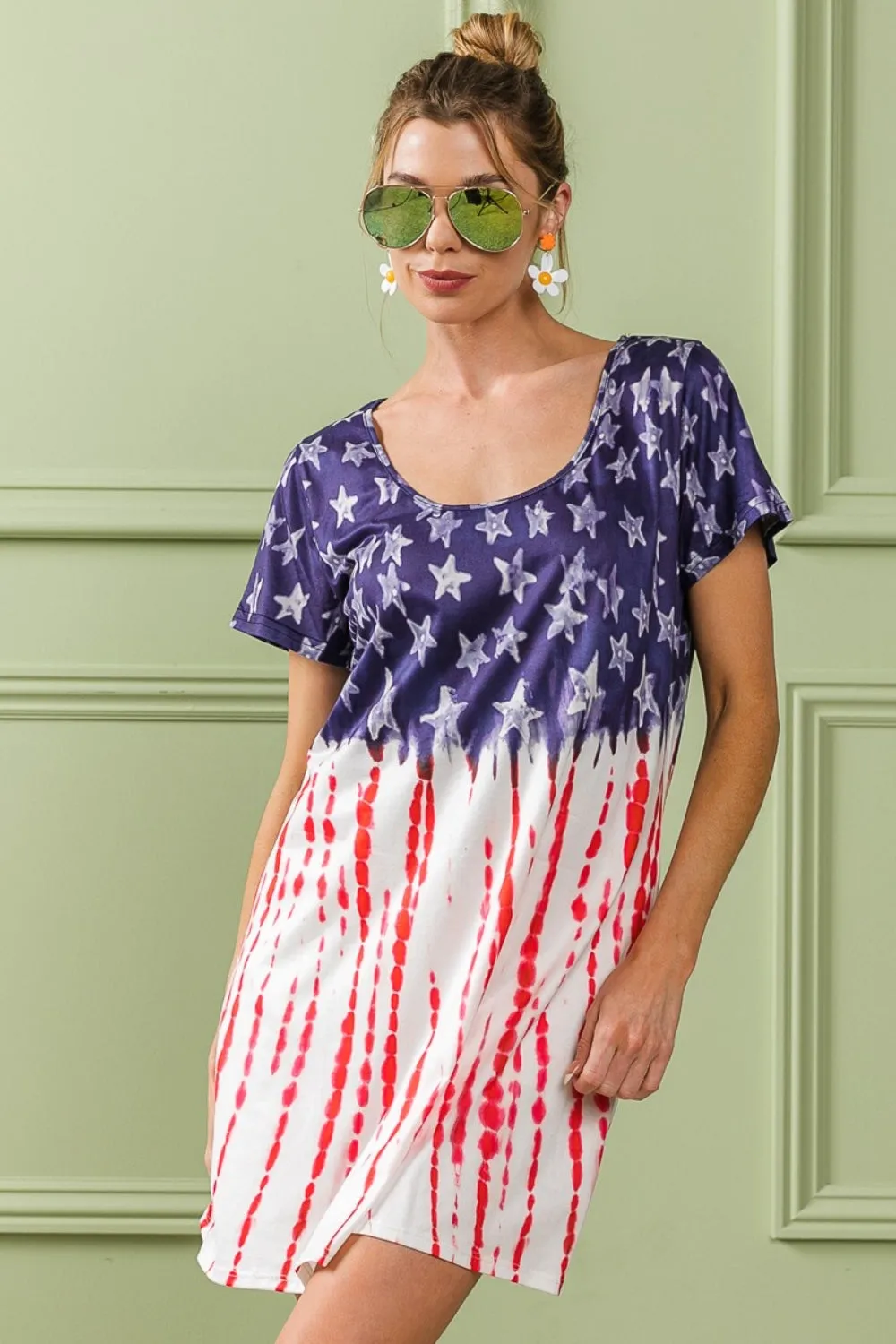 Women's BiBi American Flag Theme Tee Dress