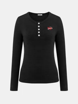 Women's Long Sleeve Black Heart Print Tee