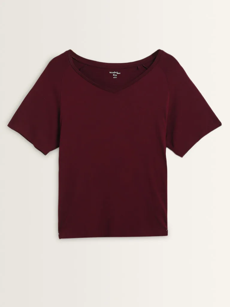 Wunderlove Burgundy Relaxed-Fit T-Shirt